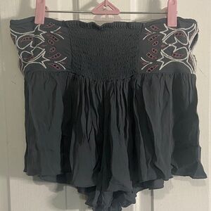 Free People Charcoal Smocked Shorts